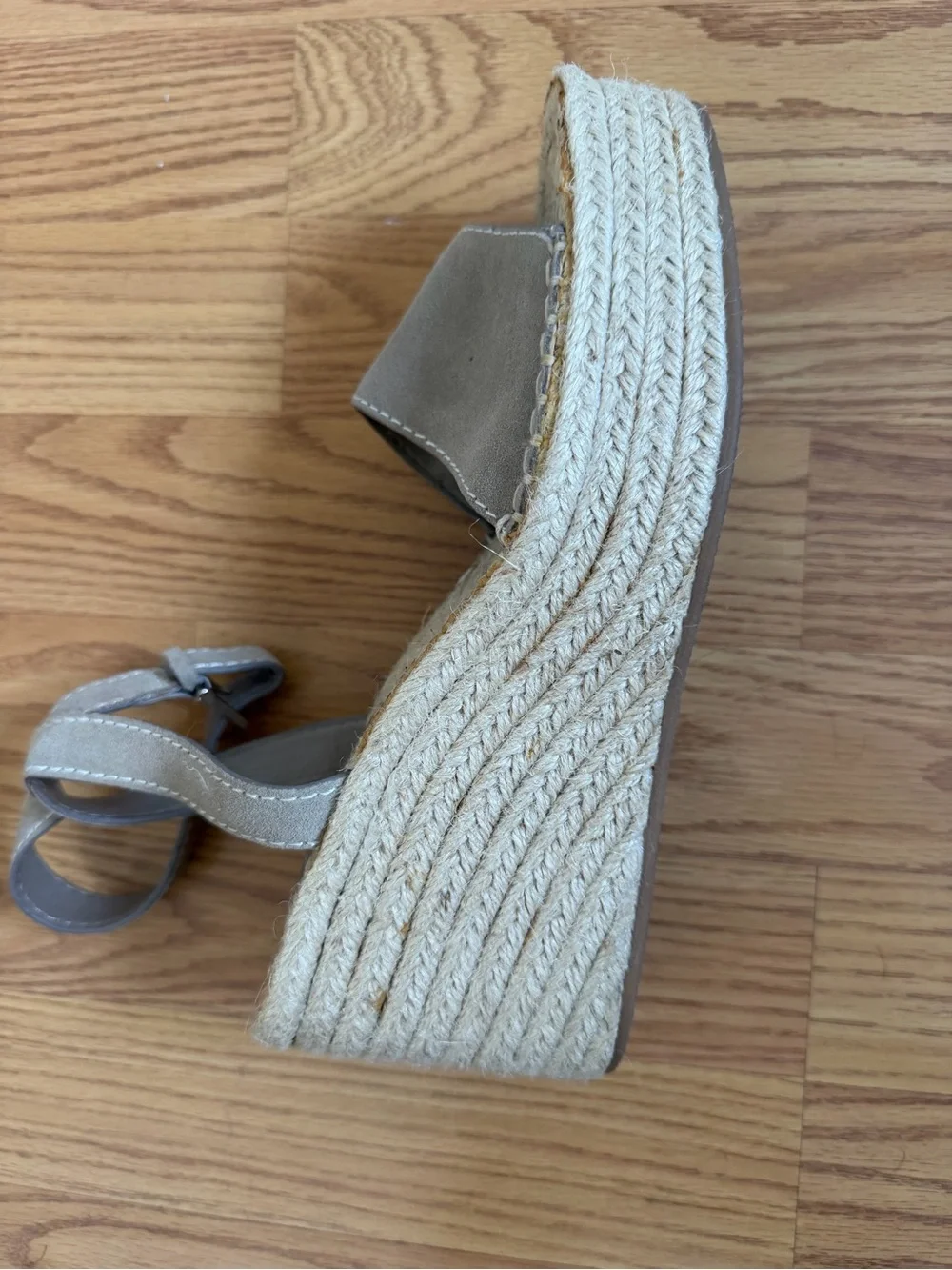 Zara Taupe Espadrille Wedge Sandals with Ankle Strap